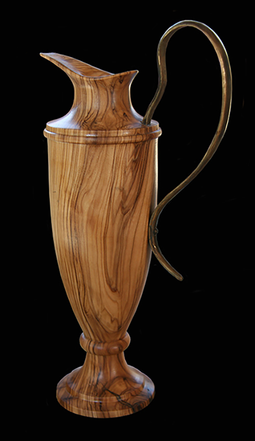 art of wood turning, wood turned vessel, turned art vessel, turned urns with handles, turned pictured vessel with handled 