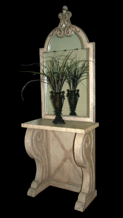 italian console table and mirror, commissioned console table, custom console table, artful furniture,  
italian console table, antique console table, custom artful furniture,